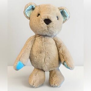 B Softies Brown Soft Teddy Bear 11" Plush Stuffed Animal Teal Blue Paws